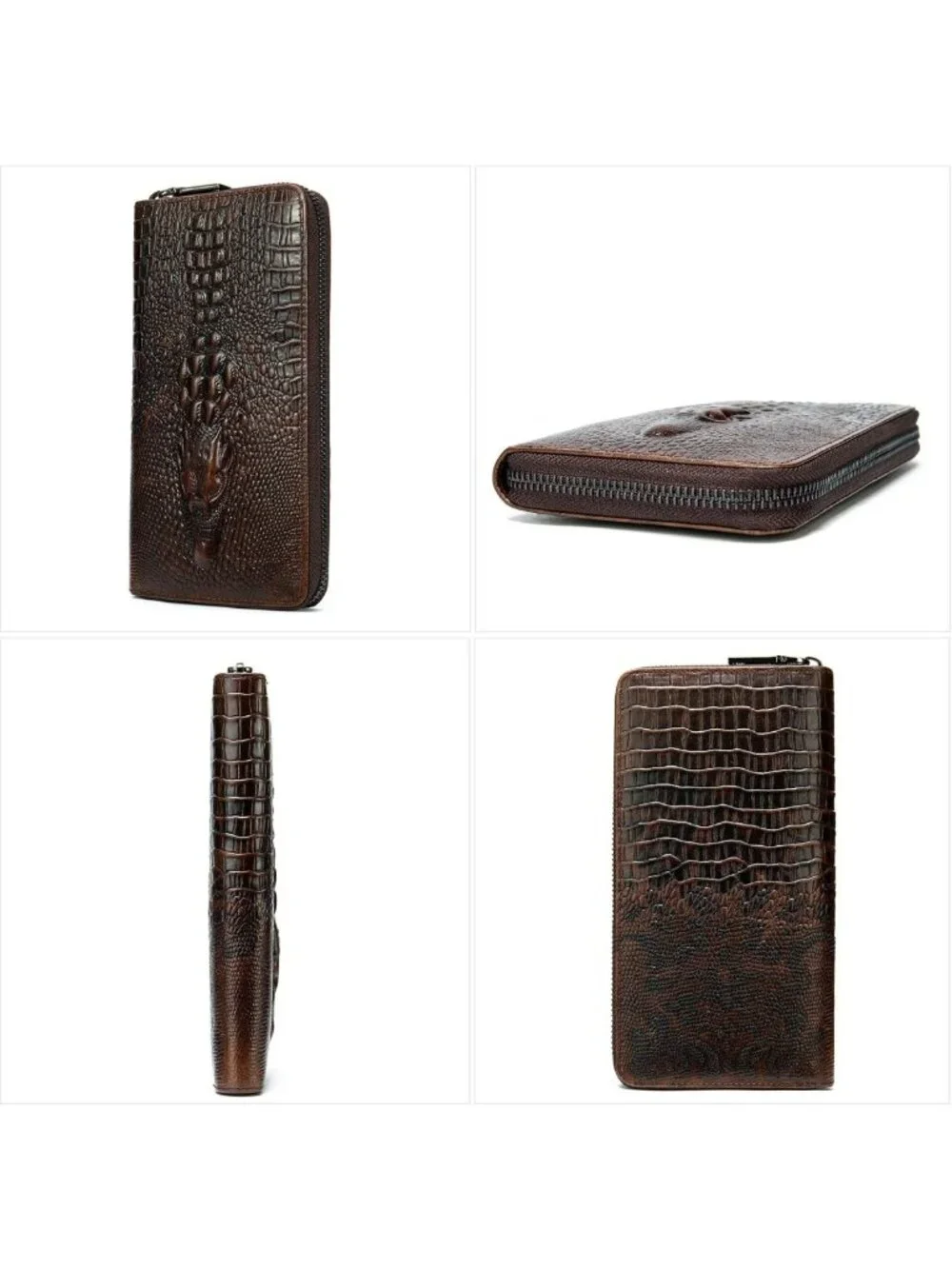 Stylish Genuine Leather Long Wallet for Men - Personalized Zip Around Checkbook